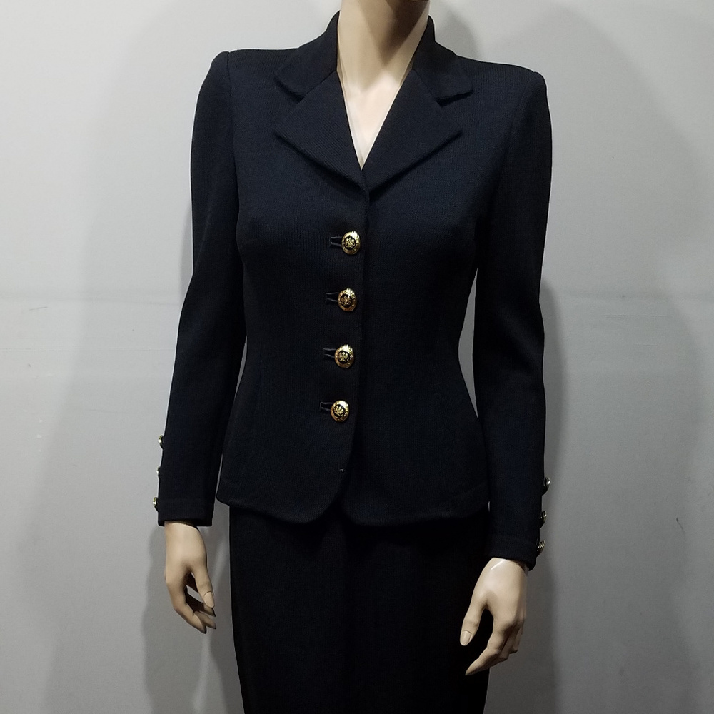 ST JOHN Basics Black Skirt Suit